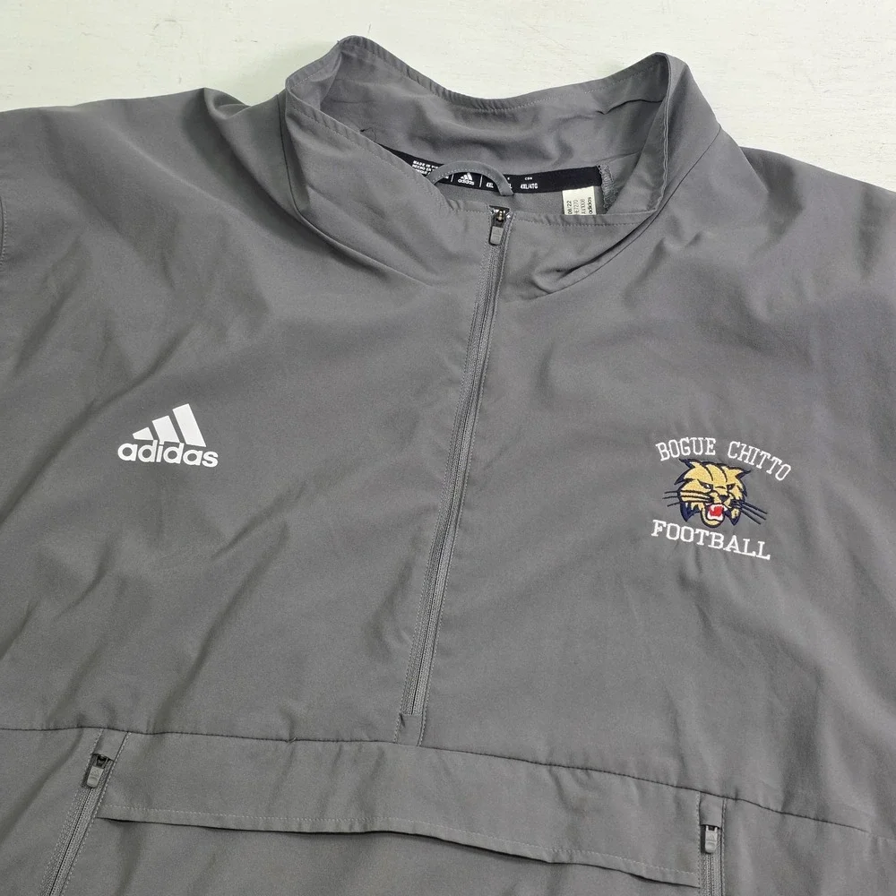 Adidas Bogue Chitto Football Pullover‎ Windbreaker Mens 4XL Gray Half Zip Jacket